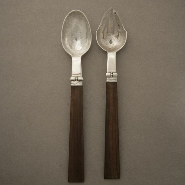 Estate William Spratling Sterling Silver Pair of Servers with Rosewood Handles (12 Inches Long)