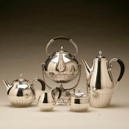 Georg Jensen Sterling Silver "Cosmos" Coffee and Tea Service with Kettle No. 45