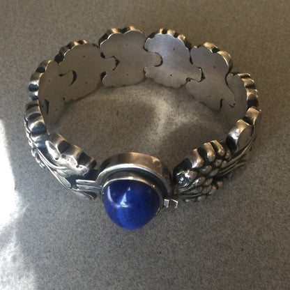 Georg Jensen Sterling Silver "Paris" Bracelet No. 30 with Lapis Lazuli Cabochon