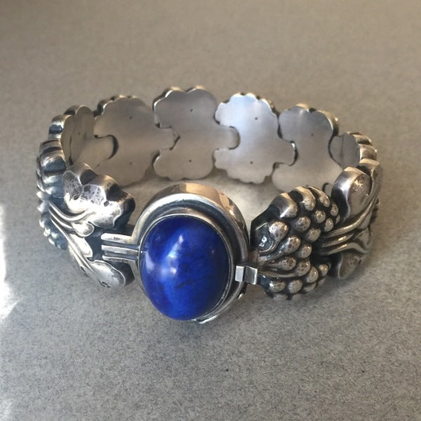 Georg Jensen Sterling Silver "Paris" Bracelet No. 30 with Lapis Lazuli Cabochon