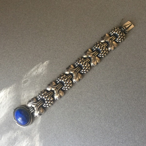 Georg Jensen Sterling Silver "Paris" Bracelet No. 30 with Lapis Lazuli Cabochon