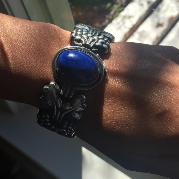 Georg Jensen Sterling Silver "Paris" Bracelet No. 30 with Lapis Lazuli Cabochon