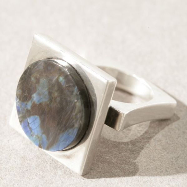 Estate Georg Jensen Sterling Silver with Labradorite Ring Size US 6 by Bent Gabrielsen No. 171