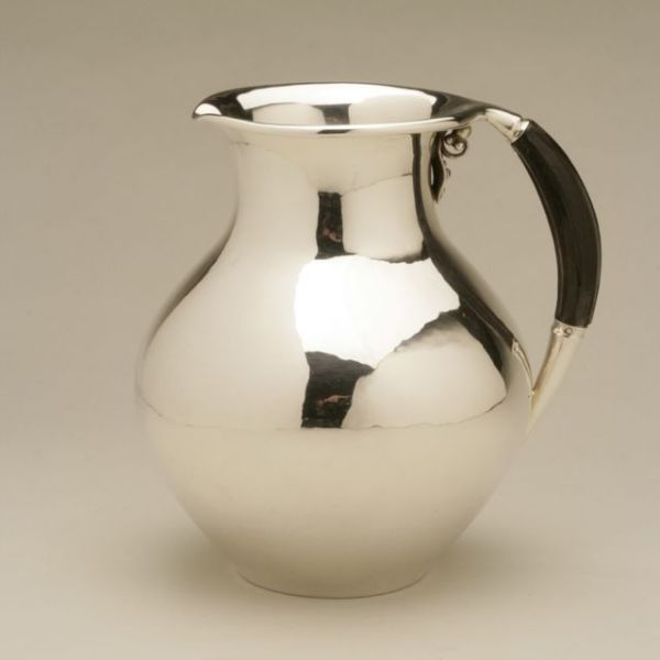 Georg Jensen Small Water Pitcher with Ebony Handle, No. 385B by Jorgen Jensen