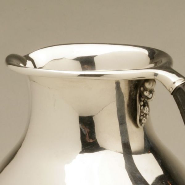 Georg Jensen Small Water Pitcher with Ebony Handle, No. 385B by Jorgen Jensen