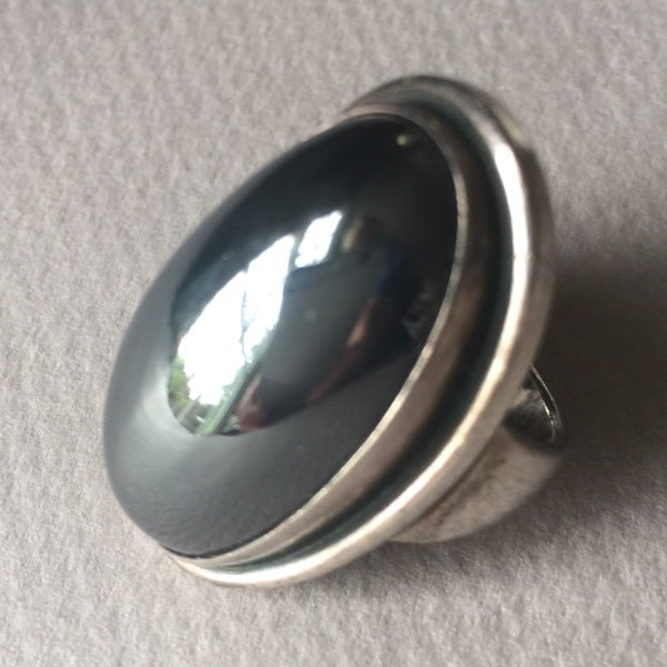 Georg Jensen Sterling Silver and Hematite Ring, No. 46E by Harald Nielsen