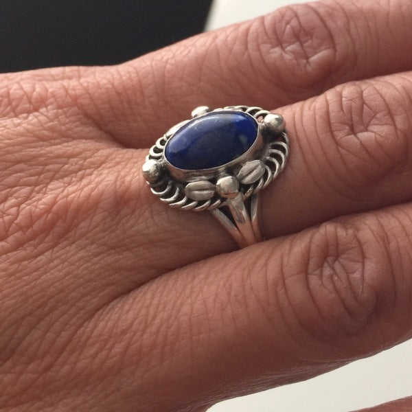 Georg Jensen 830 Silver Ring No. 1 with Lapis Lazuli