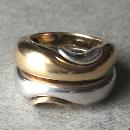 Georg Jensen Sterling Silver and 18KT Gold Puzzle Ring by Minas Spiridis