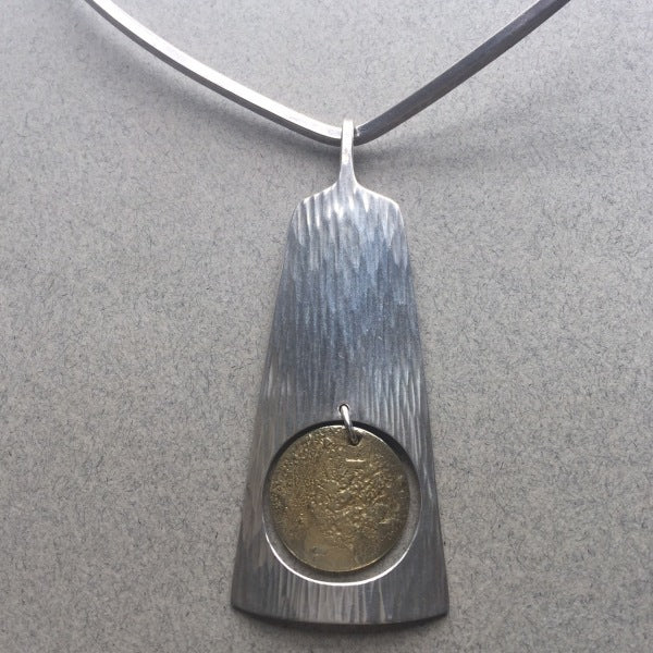 Hans Hansen Sterling Silver Pendant with Gold Vermeil on Sterling Silver Neckring