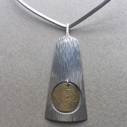 Hans Hansen Sterling Silver Pendant with Gold Vermeil on Sterling Silver Neckring