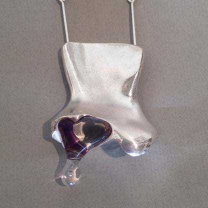 Lapponia Sterling Silver Pendant with Acrylic Drop by Björn Weckström