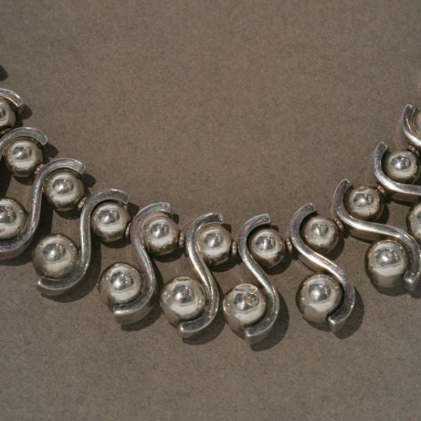 Margot de Taxco Sterling Silver Modernist Necklace