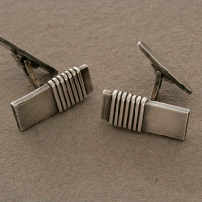 Estate Georg Jensen Sterling Silver Cufflinks No 80 by Harald Nielsen