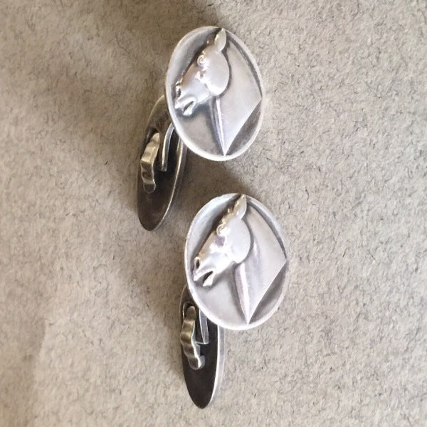 Georg Jensen Sterling Silver Cufflinks with Horses No. 63 by Arno Malinowski