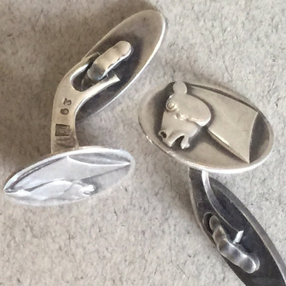 Georg Jensen Sterling Silver Cufflinks with Horses No. 63 by Arno Malinowski