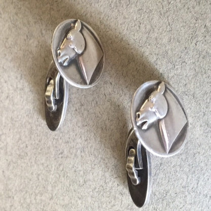 Georg Jensen Sterling Silver Cufflinks with Horses No. 63 by Arno Malinowski