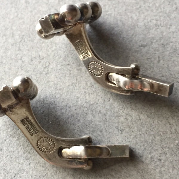 Georg Jensen Sterling Silver Set of Cufflinks No. 61B and Tie Bar No. 61 by Harald Nielsen