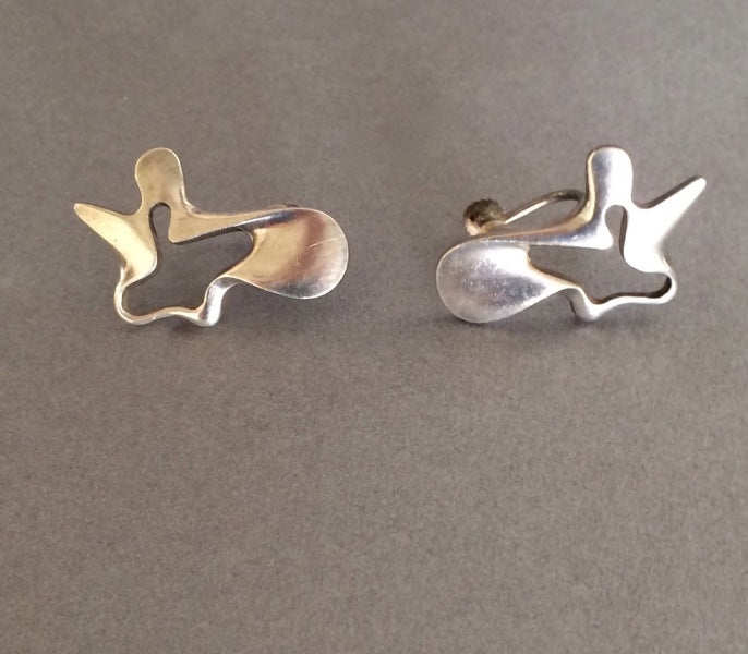 Georg Jensen Sterling Silver "Splash" Earrings No. 118 by Henning Koppel