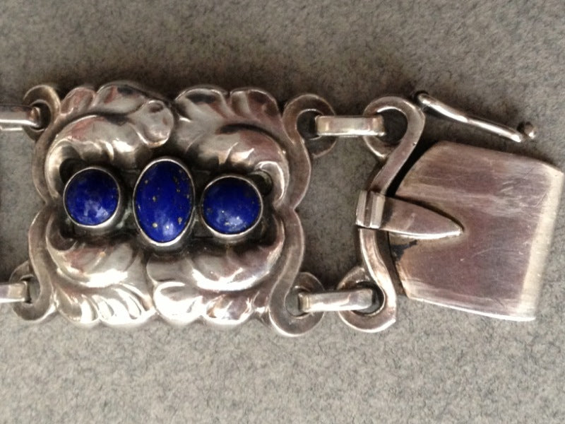 Georg Jensen Sterling Silver "Dove" Bracelet with Lapis Lazuli No. 14 by Kristian Mohl-Hansen