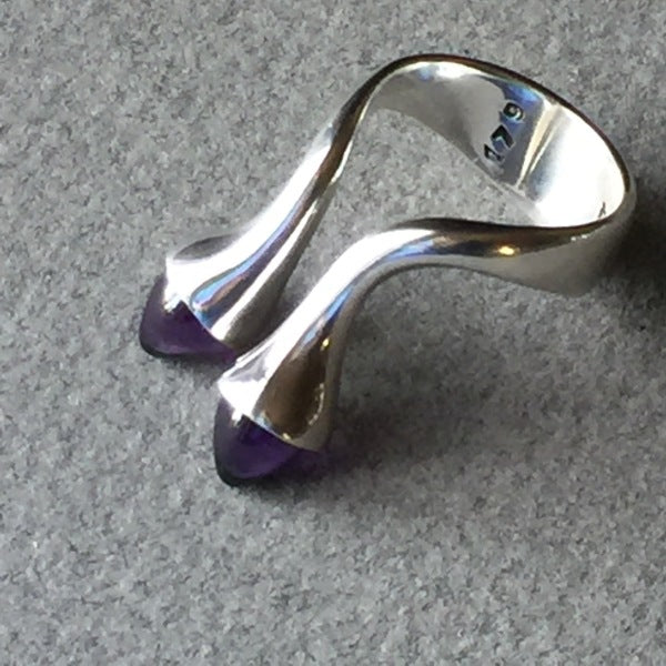 Estate Georg Jensen Sterling Silver and Amethyst Ring by Bent Gabrielsen No. 179