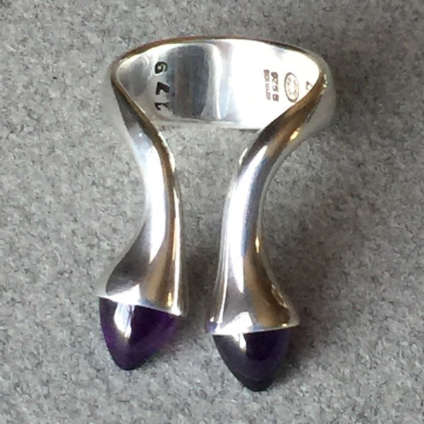 Estate Georg Jensen Sterling Silver and Amethyst Ring by Bent Gabrielsen No. 179