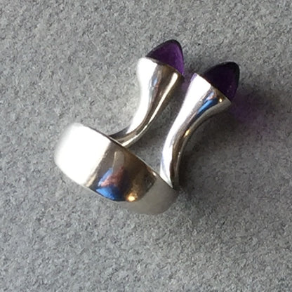 Estate Georg Jensen Sterling Silver and Amethyst Ring by Bent Gabrielsen No. 179