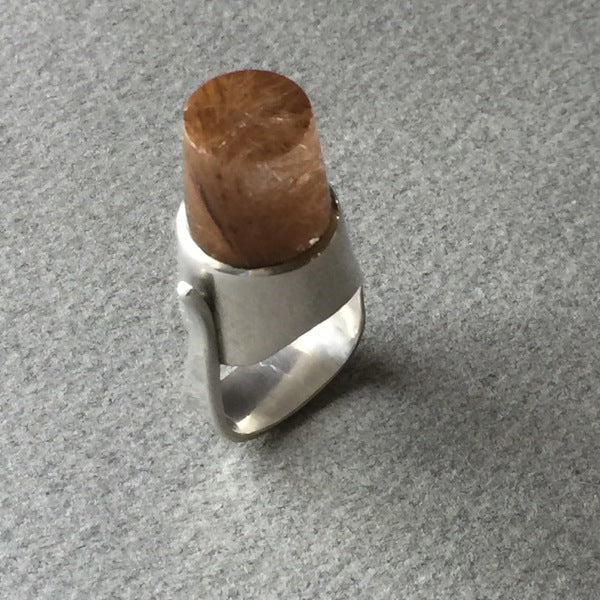 Estate Georg Jensen Sterling Silver and Rutilated Quartz Ring by Vivianna Torun No 151