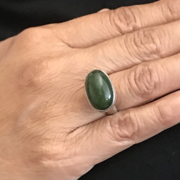 Georg Jensen Sterling Silver and Jade Ring, No.123B by Nanna Ditzel