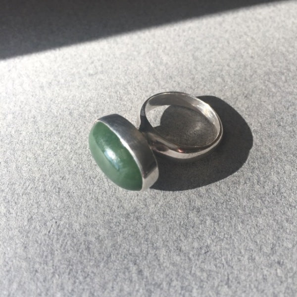 Georg Jensen Sterling Silver and Jade Ring, No.123B by Nanna Ditzel