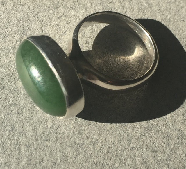 Georg Jensen Sterling Silver and Jade Ring, No.123B by Nanna Ditzel