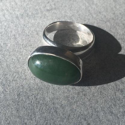 Georg Jensen Sterling Silver and Jade Ring, No.123B by Nanna Ditzel