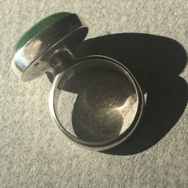 Georg Jensen Sterling Silver and Jade Ring, No.123B by Nanna Ditzel