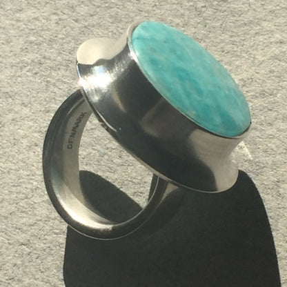 Hans Hansen Sterling Silver Ring With Amazonite Stone