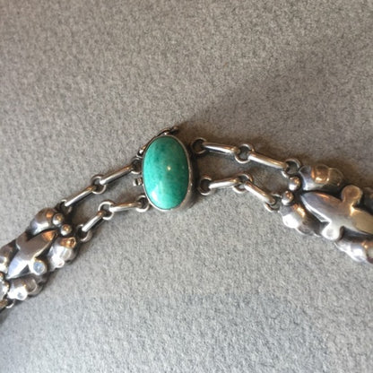 Georg Jensen 830 Silver Necklace, No. 2 With Amazonite Cabuchon