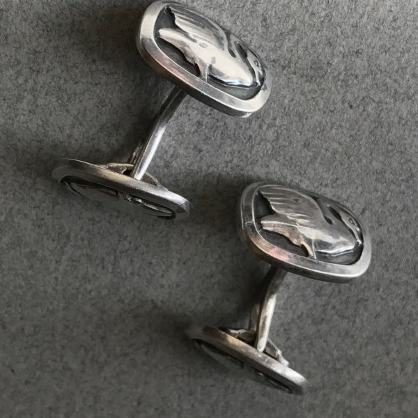 Georg Jensen 1930's Sterling Silver "Swan" Cufflinks No. 55