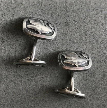 Georg Jensen 1930's Sterling Silver "Swan" Cufflinks No. 55