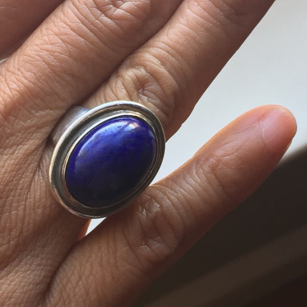 Estate Georg Jensen Sterling Silver Lapis Lazuli Ring by Harald Nielsen No 46A