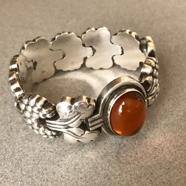 Georg Jensen Vintage Sterling Silver "Paris" Bracelet With Amber no. 30