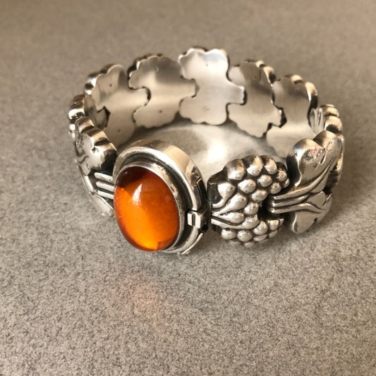 Georg Jensen Vintage Sterling Silver "Paris" Bracelet With Amber no. 30