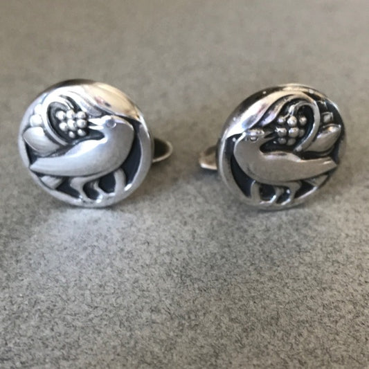 Georg Jensen Sterling Silver "Bird And Berry" Cufflinks