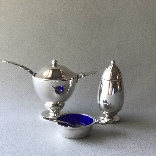 Georg Jensen Sterling Silver Condiment Set in the "Cactus" Pattern