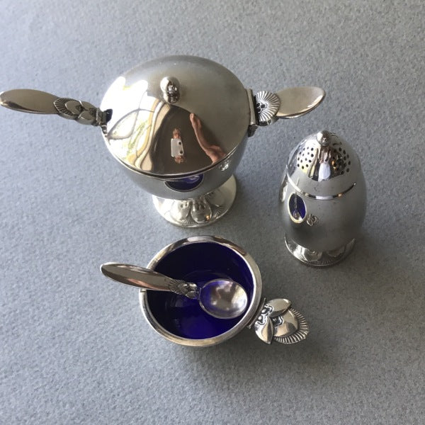 Georg Jensen Sterling Silver Condiment Set in the "Cactus" Pattern