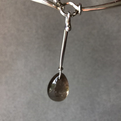 Georg Jensen Sterling Silver Neckring No. 410 with Rutilated Quartz Drop No. 128 By Vivianna Torun