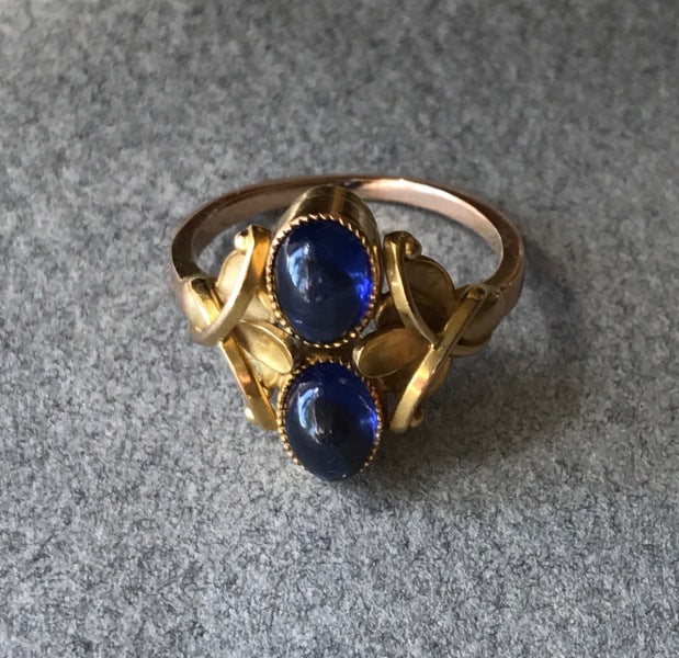 Georg Jensen 14Kt Gold Ring With Sapphire Cabuchons No 330A