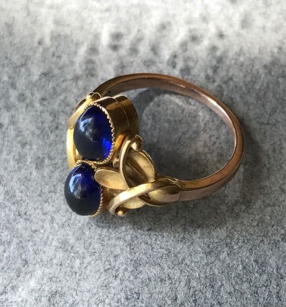 Georg Jensen 14Kt Gold Ring With Sapphire Cabuchons No 330A