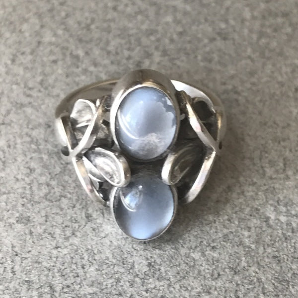 Georg Jensen Sterling Silver and Moonstone Ring, No. 48