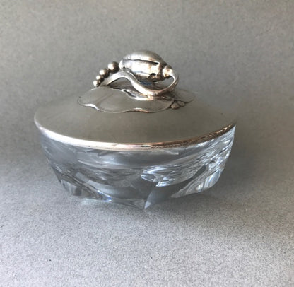 Georg Jensen Sterling Silver "Blossom" Covered Dish No 2A With Baccarat Base