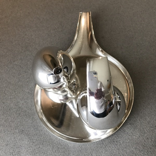 Estate Georg Jensen Sterling Silver Salt and Pepper Shakers with Tray by Søren Georg Jensen No. 965