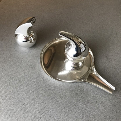 Estate Georg Jensen Sterling Silver Salt and Pepper Shakers with Tray by Søren Georg Jensen No. 965