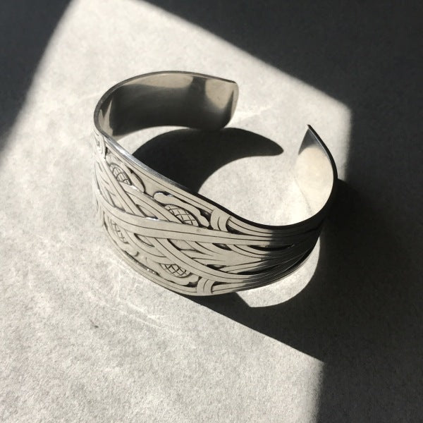 Georg Jensen Sterling Silver "Celtic" Cuff Bracelet No. 55 by Harald Nielsen